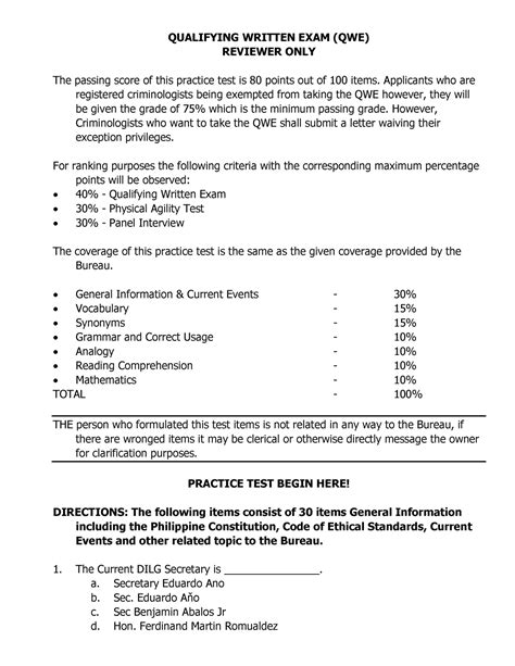 bfp qwe coverage|BFP QUALIFYING WRITTEN EXAM (QWE) REVIEWER for Non .